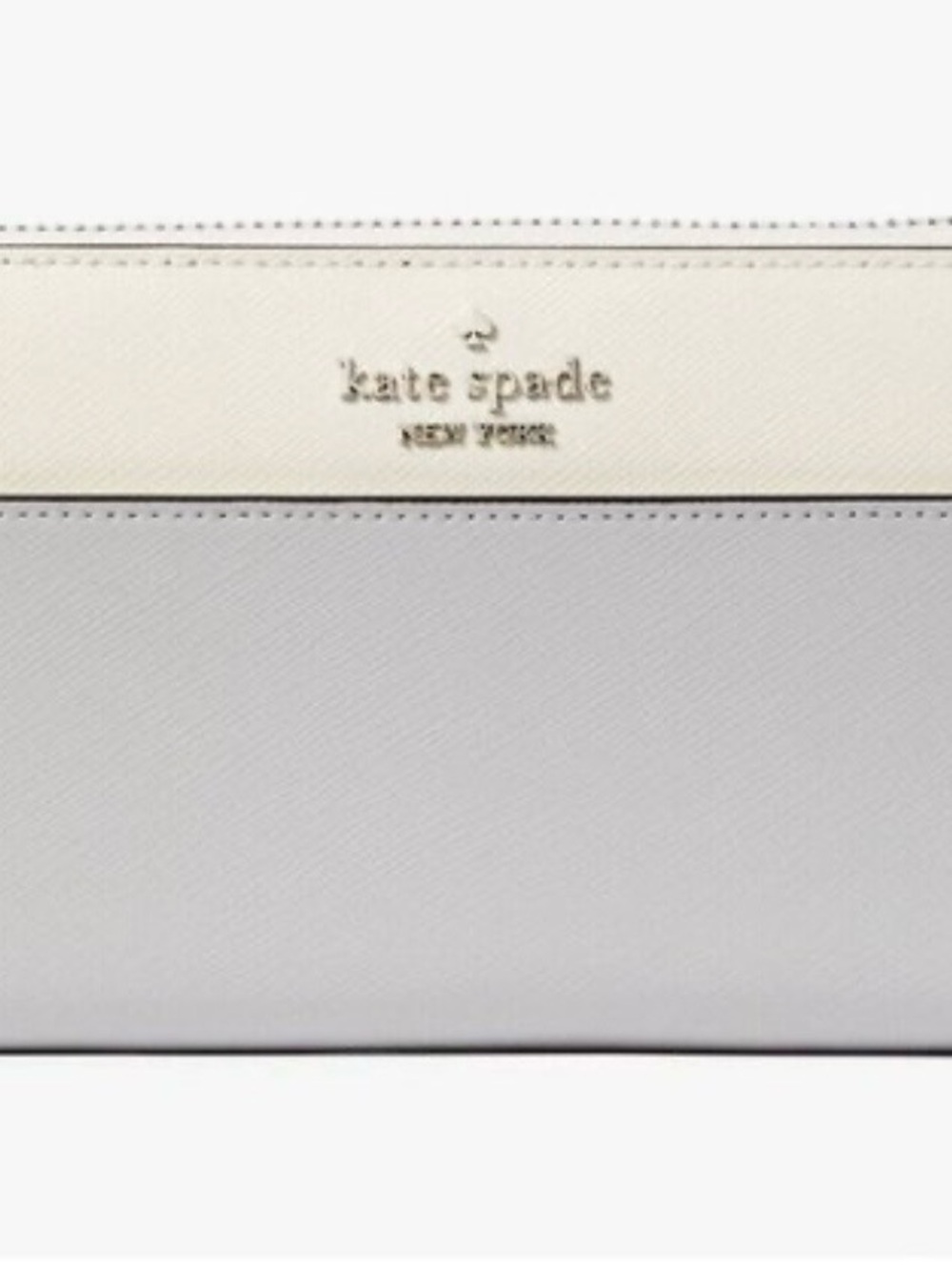 kate spade Two-Tone White & Light Gray Saffiano Wallet 0240